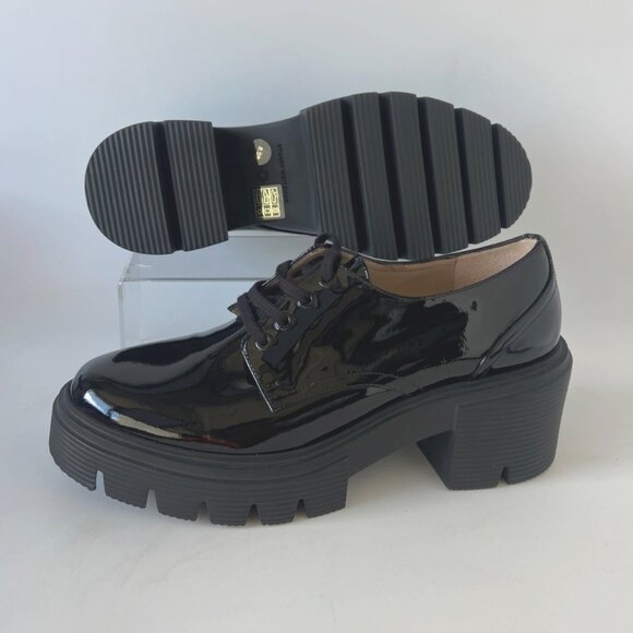 Stuart Weitzman Soho Derby Lug Sole Leather Chunky Heel Loafers Women Size 39 - Picture 3 of 11